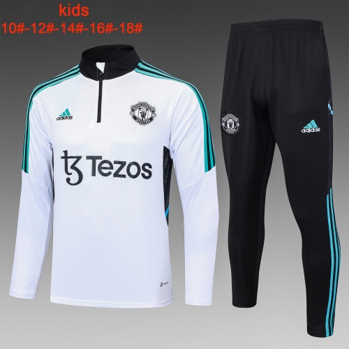 23-24 Half La Manchester United White Training Kit Kids+Adult Set