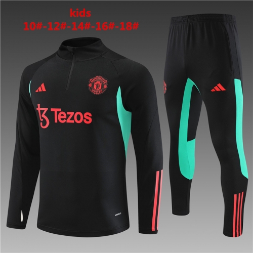 23-24 Manchester United Black Training Kit Kids+Adult