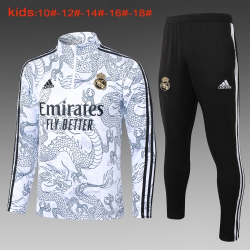 23-24 Half La Real Madrid white children's clothing KIDS