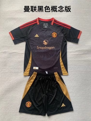 24-25 Manchester United Black Concept Edition Kids+Adult Set