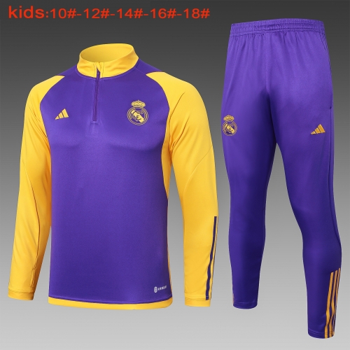 E796 # 23-24 Half La Real Madrid Purple Children's Clothing+Adult Set