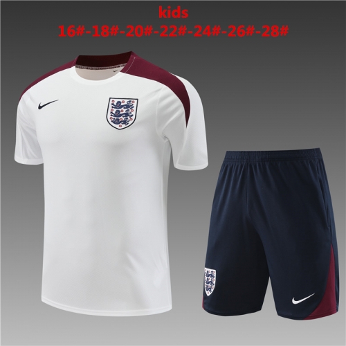 24-25 Short sleeved England White Kids+Adult Set