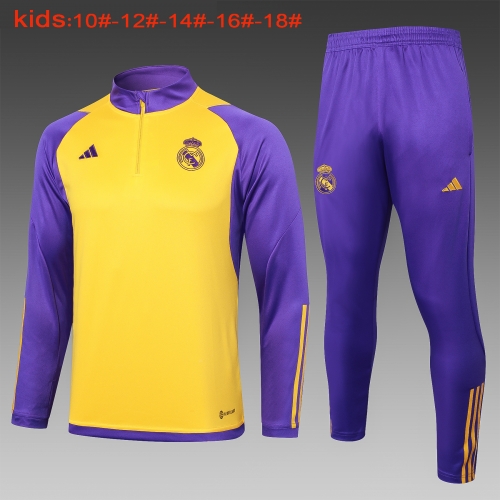 E797 # 23-24 Half La Real Madrid yellow children's clothing+adult set