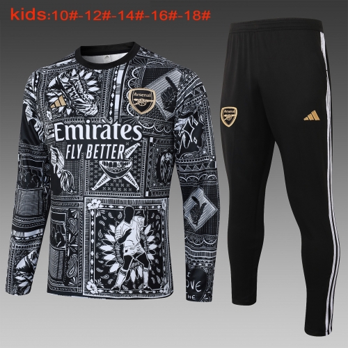 E798 # 23-24 Round Neck Arsenal Black Inkjet Children's Wear+Adult Set