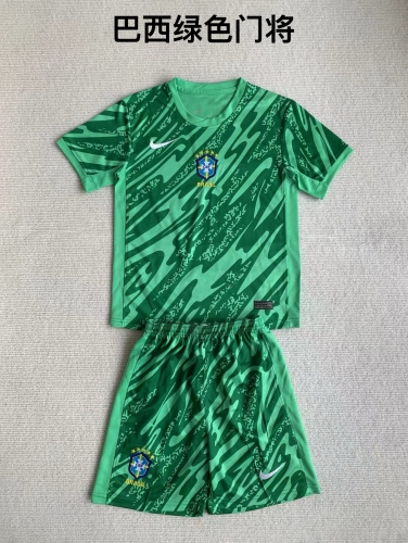 24-25 Brazil, Green Goalkeeper Kids+Adult Set