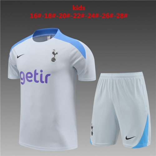 24-25 Short sleeved Tottenham, light gray kids+adult set