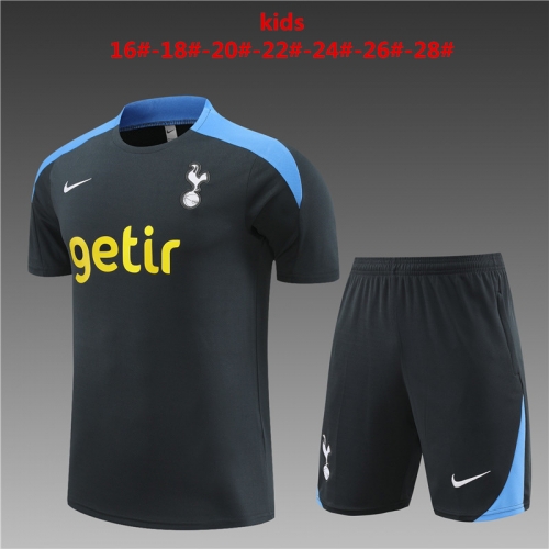 24-25 Tottenham Short Sleeves Dark Grey Kids+Adult Set