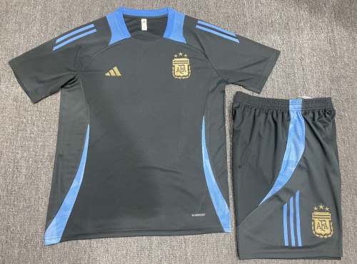 24-25 Short sleeved Argentine Dark Grey Kids+Adult Set