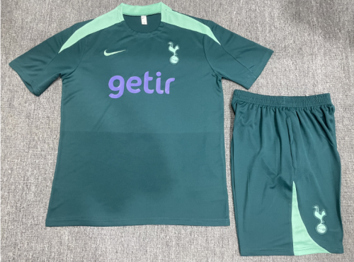 24-25 Tottenham, Short sleeved Tottenham Dark Green Kids+Adult Set