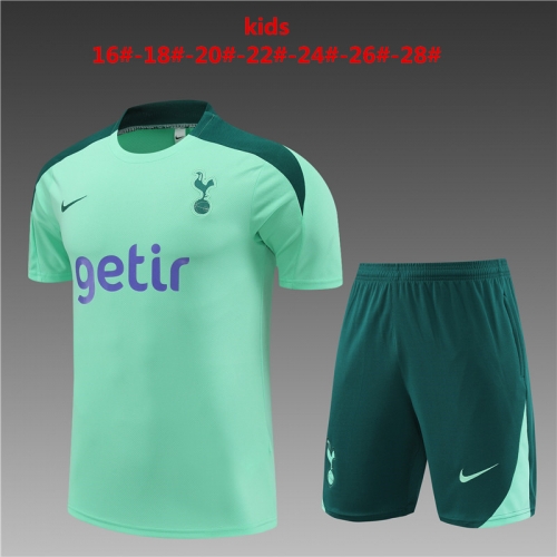 24-25 Short sleeved Tottenham, light green kids+adult set