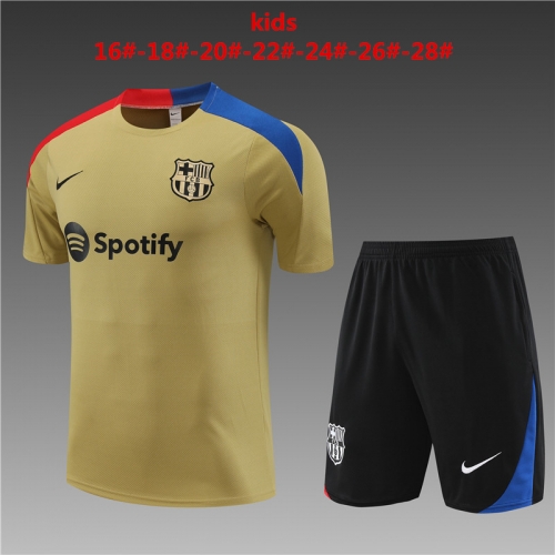 24-25 Short sleeved Barcelona Gold Kids+Adult Set