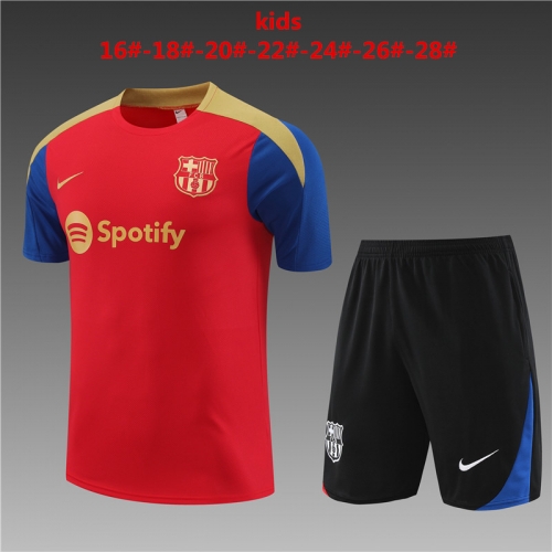 24-25 Short sleeved Barcelona Red Kids+Adult Set