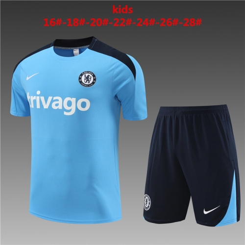 24-25 Short sleeved Chelsea Light Blue Kids+Adult Set