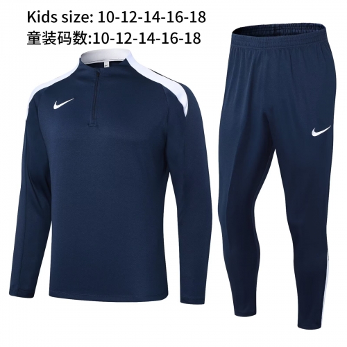 24-25 Nike Royal Blue with White Collar Training Clothing for Children+Adults