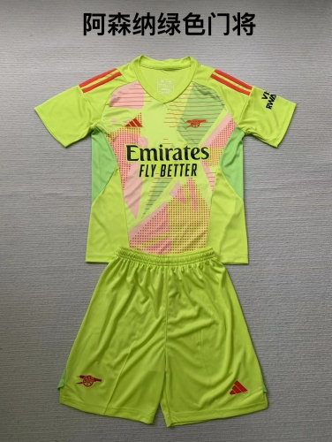 24-25 Arsenal Green Goalkeeper Kids+Adult Set