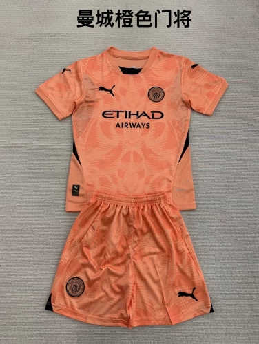 24-25 Manchester City Orange Goalkeeper Kids+Adult Set