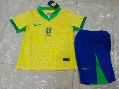 24-25 Brazil Home Kids+Adult Set