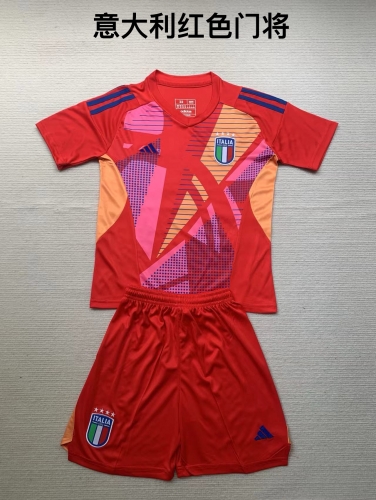 24-25 Italian Red Goalkeeper Kids+Adult Set