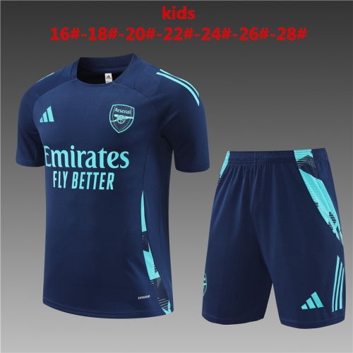 24-25 Short sleeved Arsenal Royal Blue Kids+Adult Pocket Training Suit