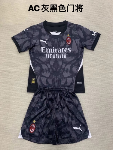 24-25AC Milan Grey Black Goalkeeper Kids+Adult Set