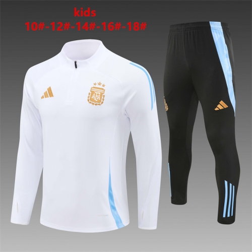 24-25 Argentina White Training Suit Kids+Adult Set