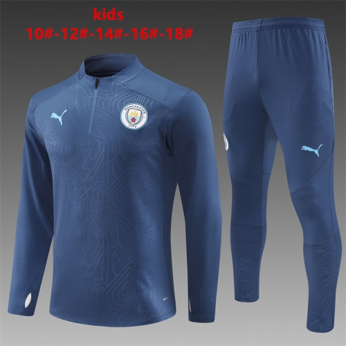 24-25 Manchester City Royal Blue [Steel Seal] Training Suit Kids+Adult Set