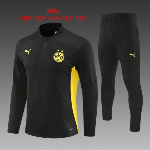 24-25 Dortmund Black Training Suit Kids+Adult Set