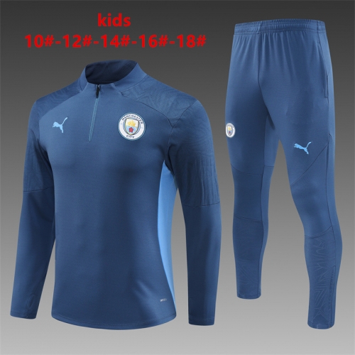 24-25 Manchester City royal blue training suit kids+adult set