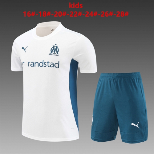 24-25 Short sleeved Marseille white kids+adult set