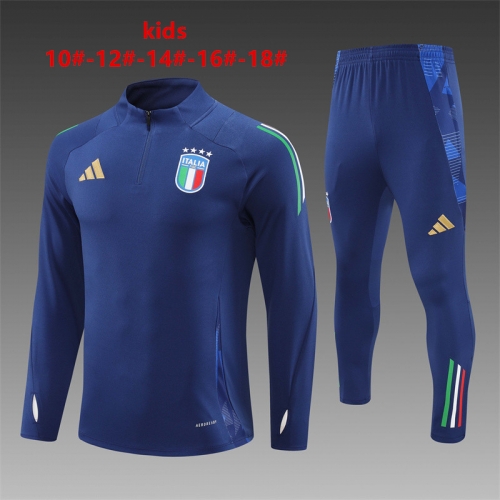 24-25 Italian navy blue training suit kids+adult set