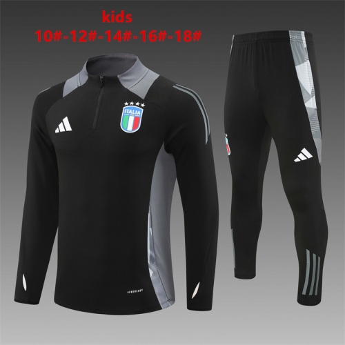 24-25 Italian black training suit kids+adult set