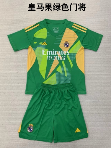 24-25 Real Madrid Green Goalkeeper Kids+Adult Set