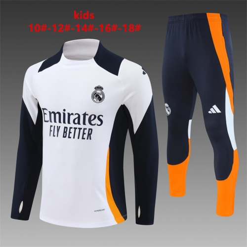 24-25 Real Madrid White [Player Version] Training Suit Kids+Adult Set