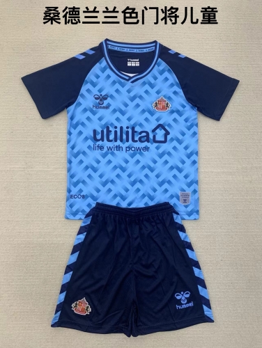 24-25 Sunderland Blue Goalkeeper Kids+Adult Set