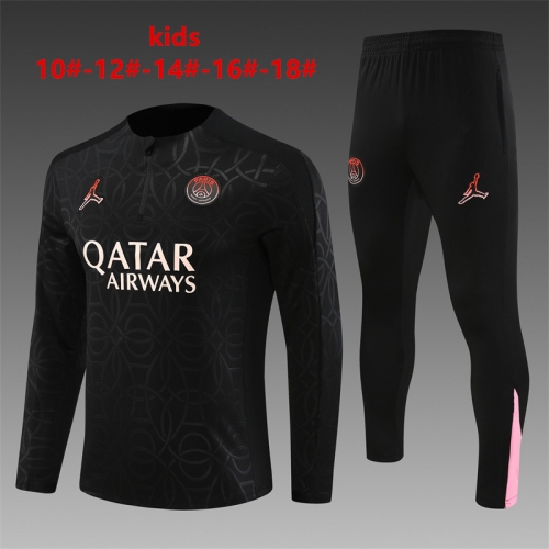 24-25PSG Jordan Paris Black [Stamped] Training Suit Kids+Adult Set