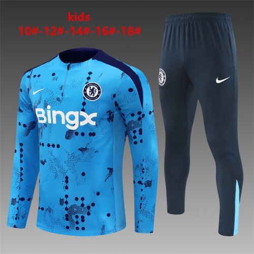 24-25 Chelsea Light Blue Camouflage Training Suit Kids+Adult Set