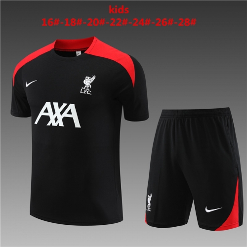 24-25 short sleeved Liverpool black training uniform Kids+Adults