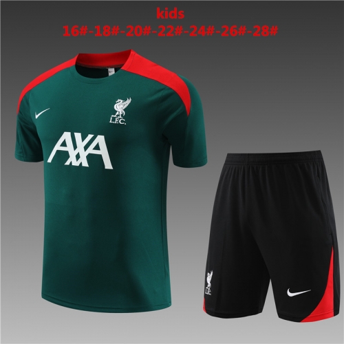 24-25 short sleeved Liverpool green training uniform Kids+Adults