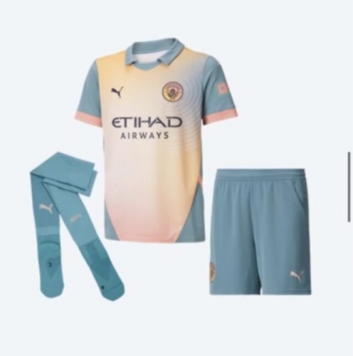 24-25 Manchester City 3 away kids+adult set