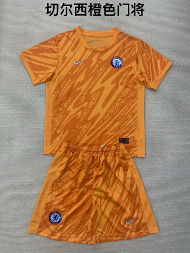 24-25 Chelsea Orange Goalkeeper Kids+Adult Set