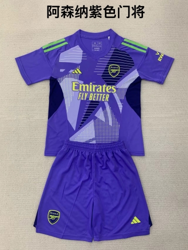 24-25 Arsenal Purple Goalkeeper Kids+Adult Set