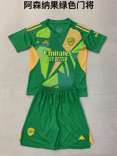 24-25 Arsenal Green Goalkeeper Kids+Adult Set