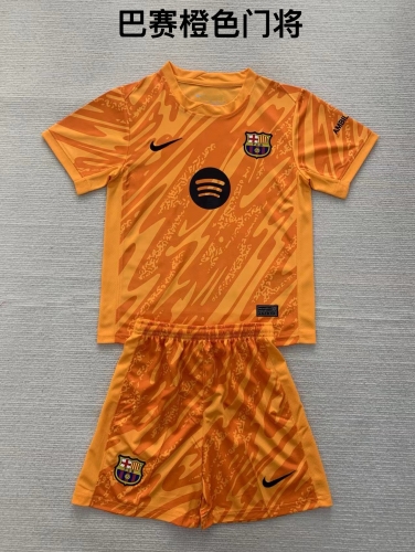 24-25 Barcelona Orange Goalkeeper Kids+Adult Set