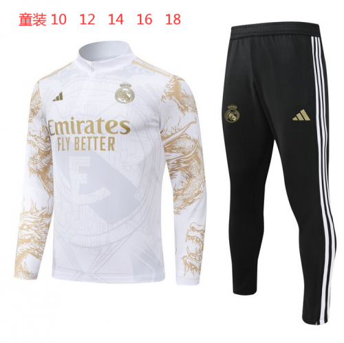 24-25 Real Madrid White Seal Special Edition Half Pull Kids+Adult Training Suit