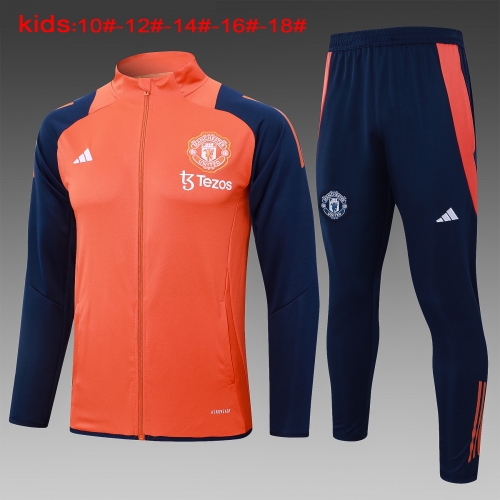 24-25 Long Pull Manchester United Orange Kids Training Uniform