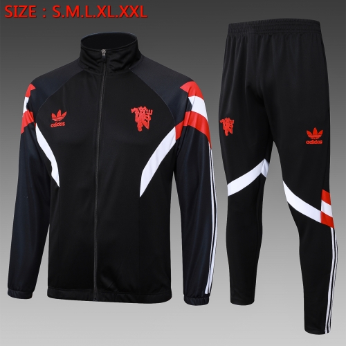 A802 # 24-25 Long Pull Manchester United Black Adult Training Uniform