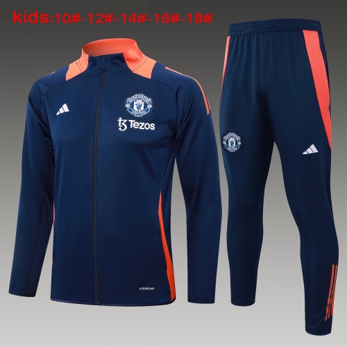 E902 # 2425 Long Pull Manchester United Blue Kids Training Uniform