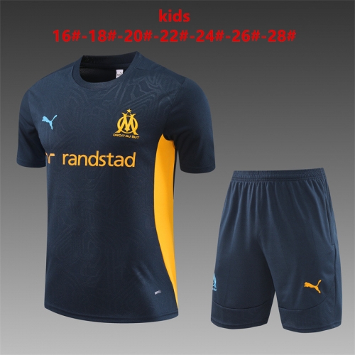 24-25 short sleeved Marseille blue kids+adult training uniform