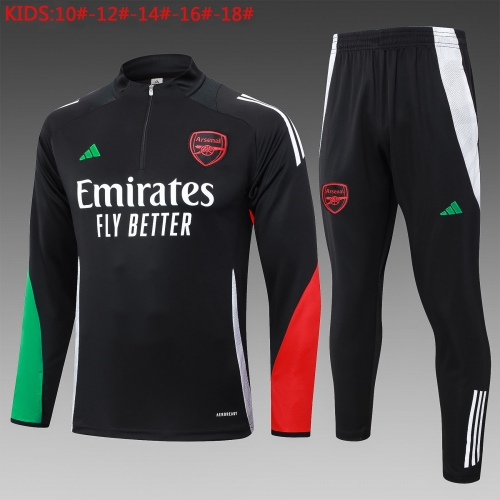 E887 # 24-25 Half Pull Arsenal Black Kids+Adult Training Uniform