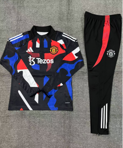 24-25 Manchester United Black [Camouflage] Kids+Adult Training Uniform